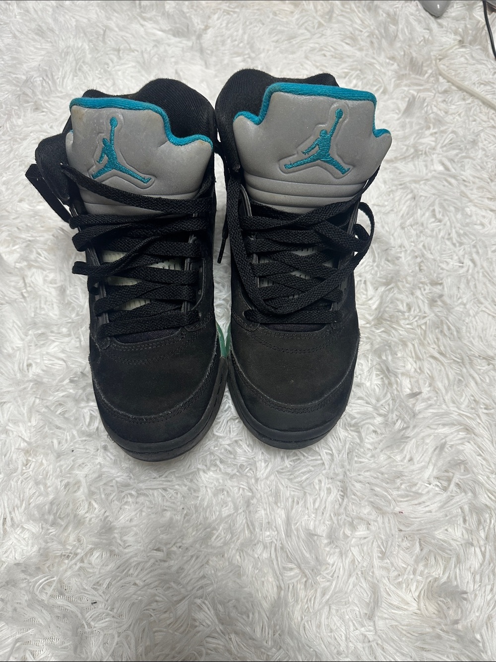 Jordan Kids Black and Teal High-Top Sneakers